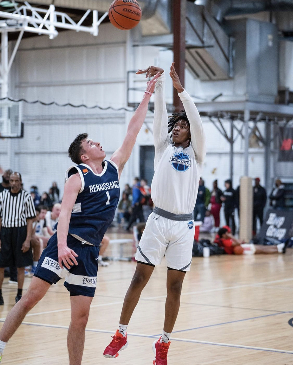 Connecticut Elite player rising for a contested jumpshot
